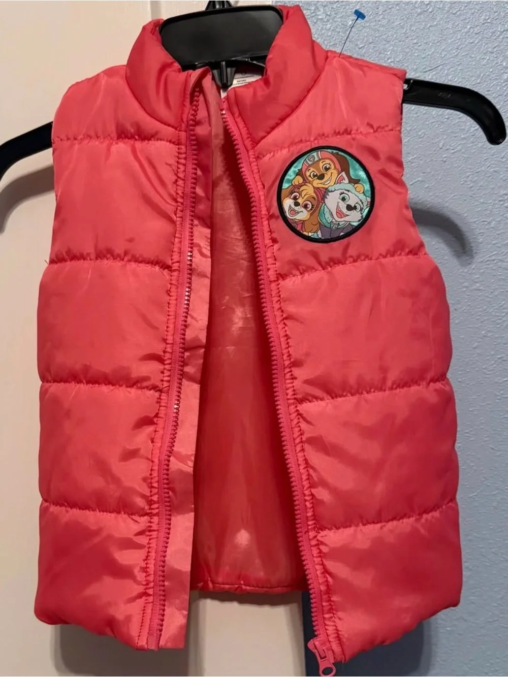 Paw Patrol Coral-Pink Quilted Kids Vest with Character Patch
